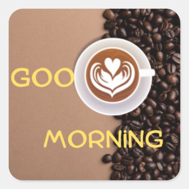 Morgenkaffee Quadratischer Aufkleber (Vorderseite)