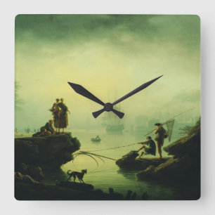 Morgennebel auf See von Joseph Vernet  Quadratische Wanduhr