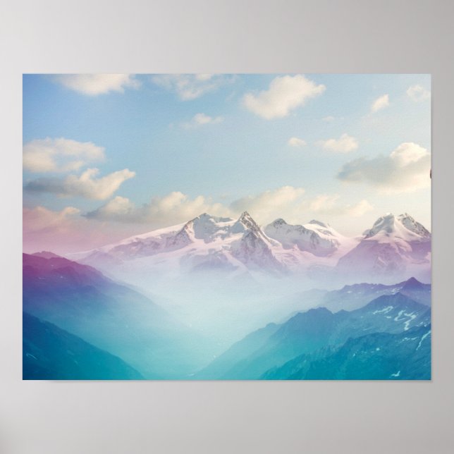 Morgennebel im Alpental Poster (Vorne)