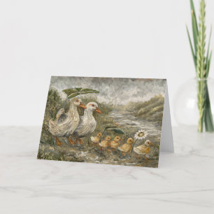 Morgenpendelverkehr Whimsical Farmhouse-Ente Regen Karte