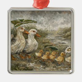 Morgenpendelverkehr Whimsical Farmhouse-Ente Regen Ornament Aus Metall