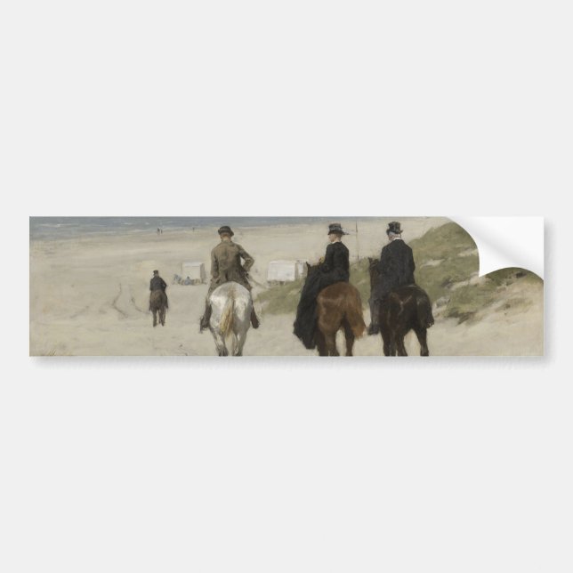 Morgenreiten am Strand (von Anton Mauve) Autoaufkleber (Vorne)