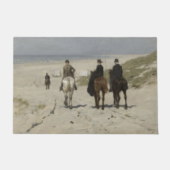 Morgenreiten am Strand (von Anton Mauve) Fußmatte (Vorderseite)