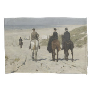 Morgenreiten am Strand (von Anton Mauve) Kissenbezug