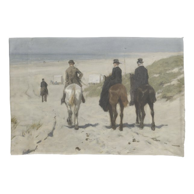 Morgenreiten am Strand (von Anton Mauve) Kissenbezug (Vorderseite-Links)
