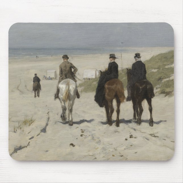 Morgenreiten am Strand (von Anton Mauve) Mousepad (Vorne)