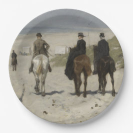 Morgenreiten am Strand (von Anton Mauve) Pappteller
