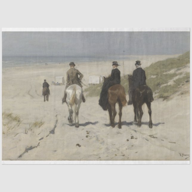 Morgenreiten am Strand (von Anton Mauve) Seidenpapier (Vorderseite)