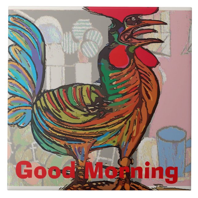 Morgenruf, Rooster, Tile Fliese (Vorderseite)