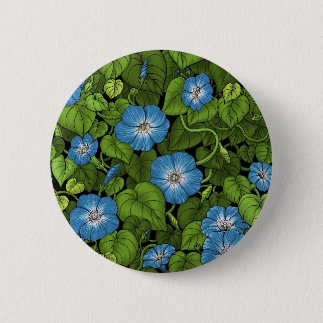 Morgenruhm in Blau und Grün Button (Vorderseite)