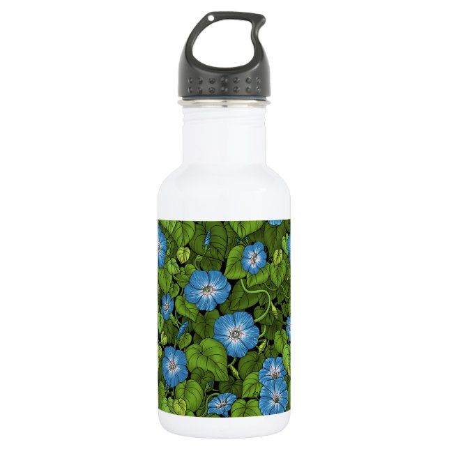 Morgenruhm in Blau und Grün Edelstahlflasche (Vorderseite)