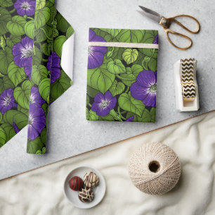 Morgenruhm in lila und grün geschenkpapier