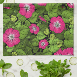 Morgenruhm in Rosa und Grün Geschirrtuch