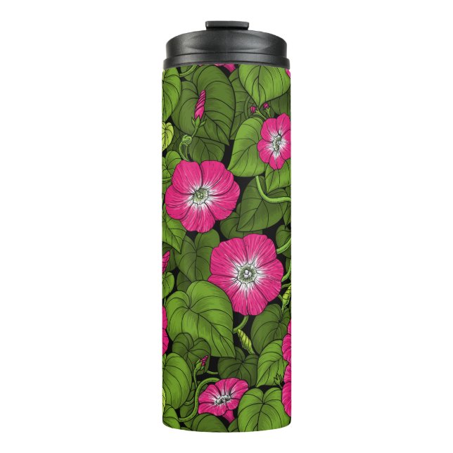 Morgenruhm in Rosa und Grün Thermosbecher (Vorderseite)