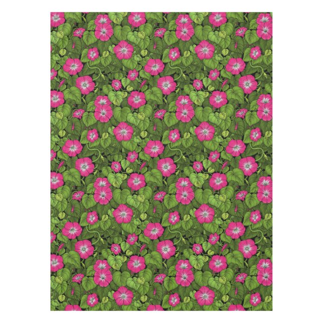 Morgenruhm in Rosa und Grün Tischdecke (Vorderseite)