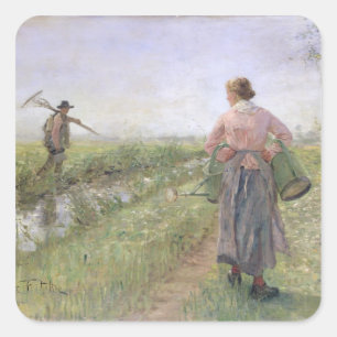 Morgens, 1889 quadratischer aufkleber