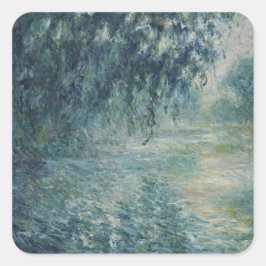 Morgens am Seine Monet Quadratischer Aufkleber