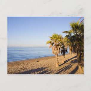 Morgens am Strand von Marbella in Spanien Postkarte