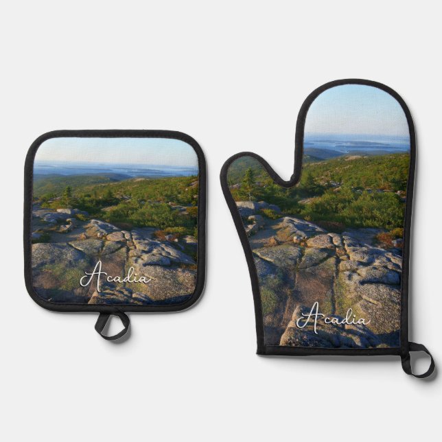 Morgens auf dem Cadillac Mountain at Acadia Ofenhandschuh & Topflappen-Set (Vorderseite)
