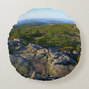 Morgens auf dem Cadillac Mountain at Acadia Rundes Kissen