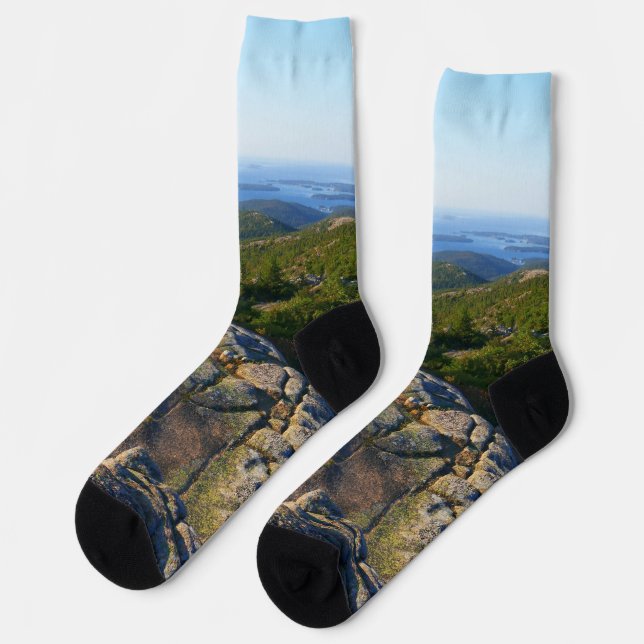 Morgens auf dem Cadillac Mountain at Acadia Socken (Linkes Detail)