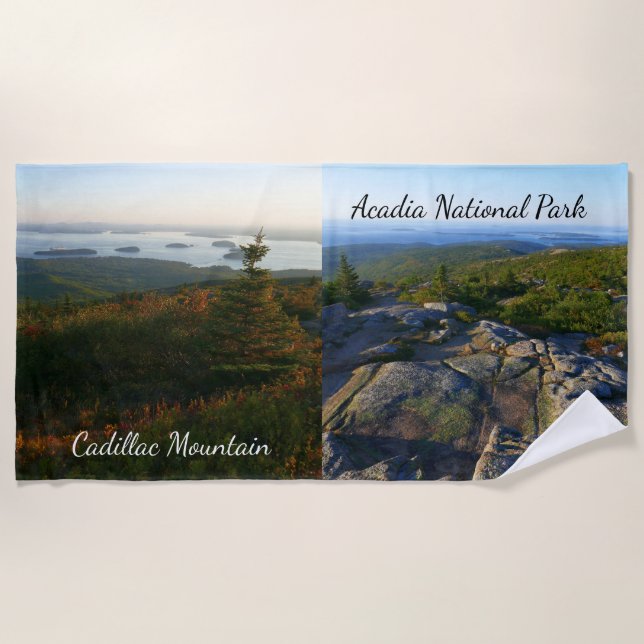 Morgens auf dem Cadillac Mountain at Acadia Strandtuch (Vorderseite)