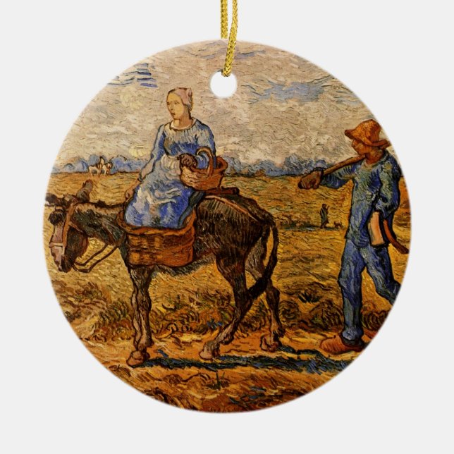 Morgens, Bauernpaar von Vincent van Gogh Keramik Ornament (Vorne)