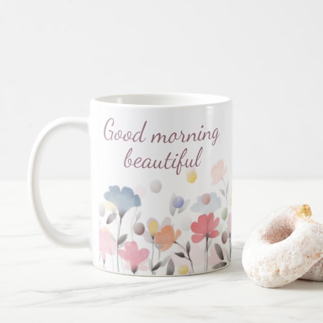 Morgens Beautiful Watercolor Blume Kaffeetasse (Mit Donut)