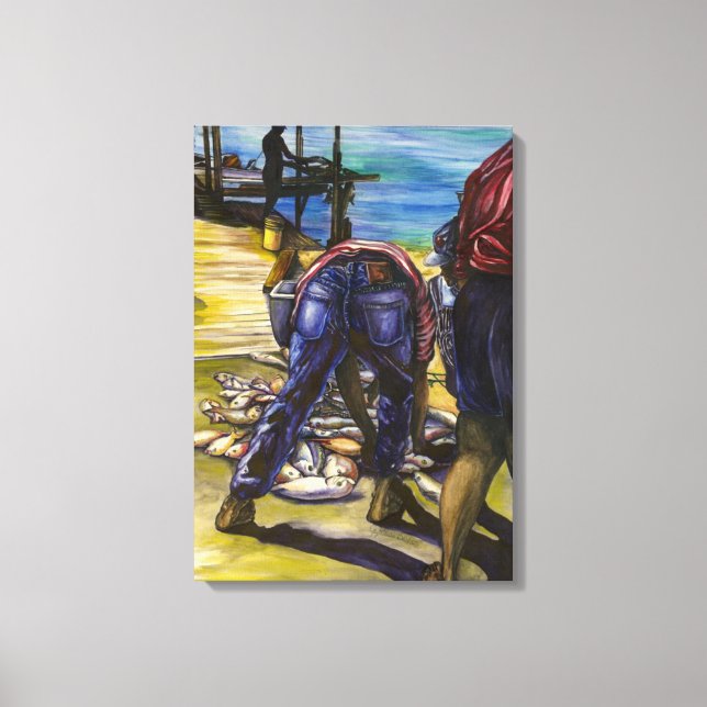 Morgens fischer Bahamas Leinwanddruck (Vorderseite)