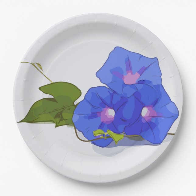 Morgens Gloria Purple Blumen Wasserfarbe Pappteller (Vorderseite)