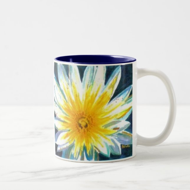 Morgens hellgelbe Blume um Mitternacht Zweifarbige Tasse (Rechts)