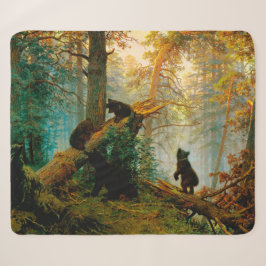 Morgens in einem Pinienwald Bären mit Cubs Shishki Sherpadecke