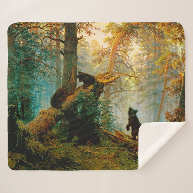 Morgens in einem Pinienwald Bären mit Cubs Shishki Sherpadecke (Vorderseite (Horizontal))