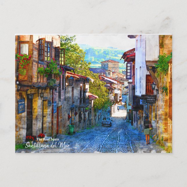 Morgens in Santillana del Mar - The Real Spain Pos Postkarte (Vorderseite)