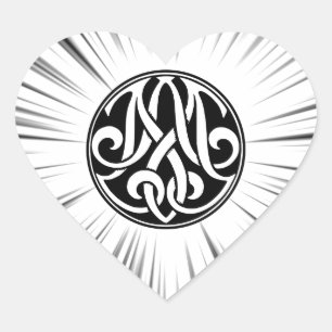 Morgens-/MA-Monogramm mit Hyperspace Grafik Herz-Aufkleber