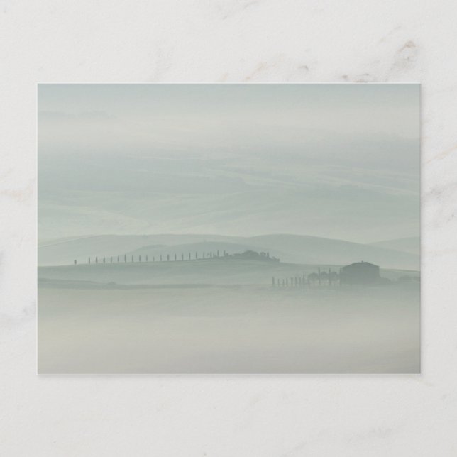 Morgens Pastell in neblig Toskana Postkarte (Vorderseite)