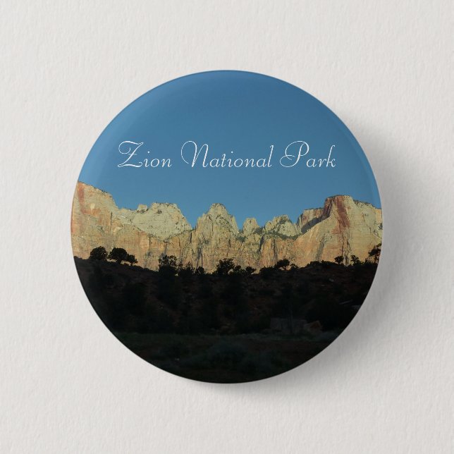 Morgens Rote Felsen im Zion Nationalpark Button (Vorderseite)