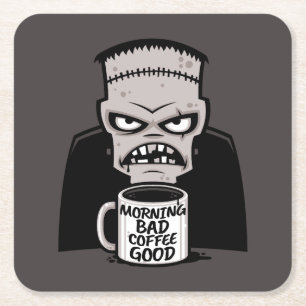 Morgens schlechter Kaffee gut wiederbelebtes Monst Rechteckiger Pappuntersetzer