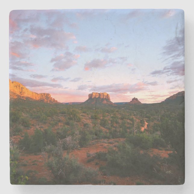 Morgens Sonnenaufgang Sedona Arizona Wüste Steinuntersetzer (Vorderseite)