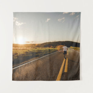 morgens unterwegs wandteppich