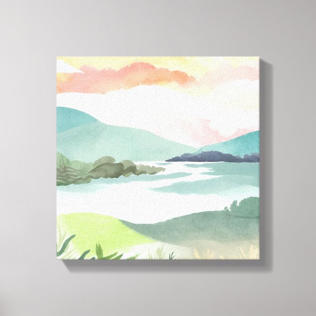 Morgensonnenaufgang | Wasserfarbenart Leinwanddruck (Vorderseite)