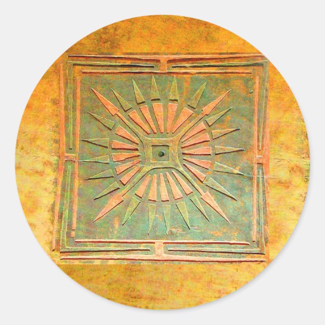 MORGENSTAR, grün, braun, gelb Runder Aufkleber (Vorderseite)