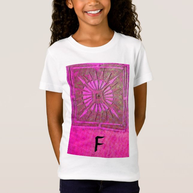 MORGENSTAR Rosa, Fuchsienschwarz, Monogramm T-Shirt (Vorderseite)
