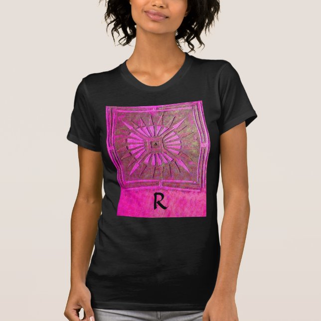 MORGENSTAR Rosa, Fuchsienschwarz, Monogramm T-Shirt (Vorderseite)