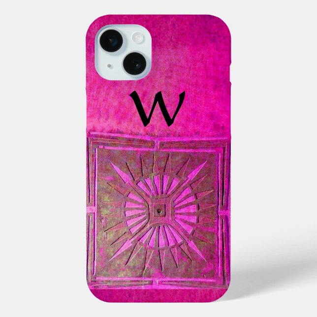MORGENSTAR , rosa, schwarz, Fuchsia Monogramm Case-Mate iPhone Hülle (Rückseite)