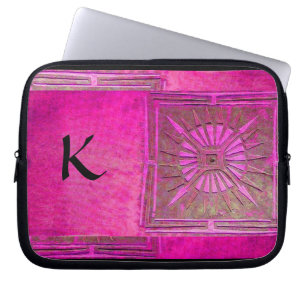 MORGENSTAR , rosa, schwarz, Fuchsia Monogramm Laptopschutzhülle