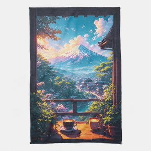 Morgenstille über Fuji Geschirrtuch