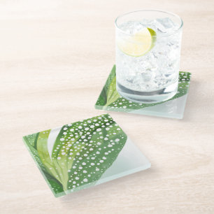 Morgentau Grüner Blatt Glasuntersetzer
