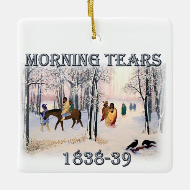 Morgentränke zeigen den Cherokee-Pfad von 1838-39 Keramikornament (Vorderseite)