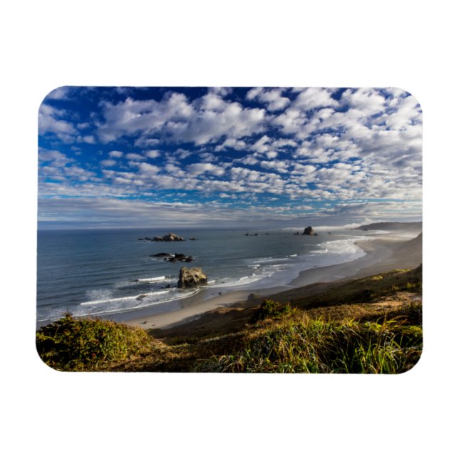 Morgenwolken und Nebel am Strand Magnet (Horizontal)